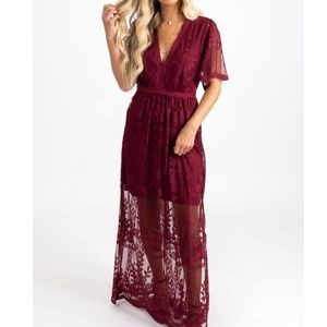 Maroon lacey floral dress